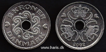 Picture of DENMARK 2 Kroner 2002 KM874.2 aUNC