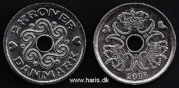 Picture of DENMARK 2 Kroner 2008 KM874.2 aUNC