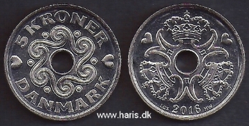 Picture of DENMARK 5 Kroner 2016 KM 869.1 UNC