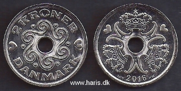 Picture of DENMARK 2 Kroner 2016 KM 874.1 UNC