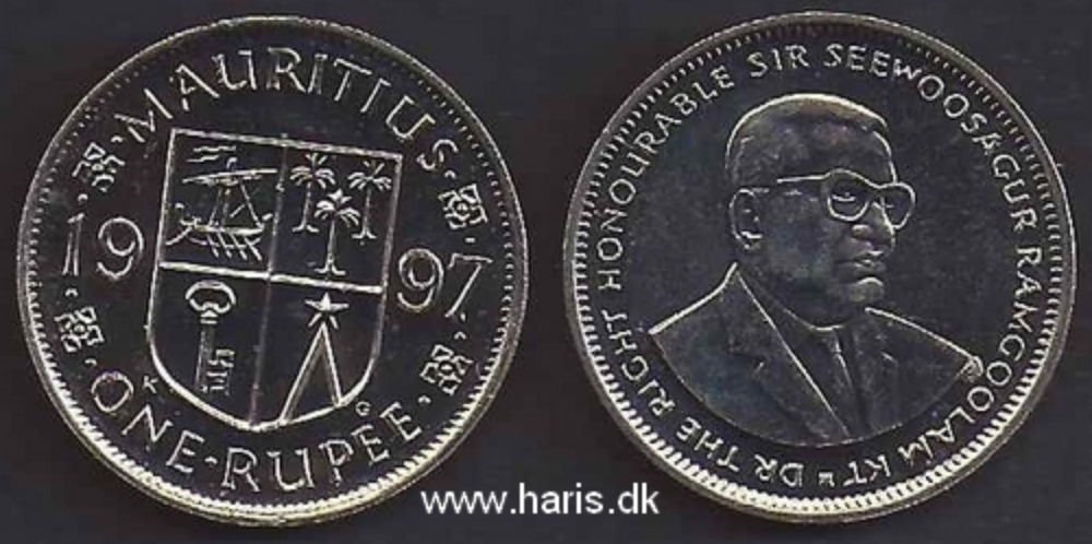 Picture of MAURITIUS 1 Rupee 1997 KM55 UNC