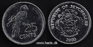 Picture of SEYCHELLES 25 Cents 2003 KM49a UNC