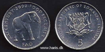 Picture of SOMALIA 5 Shillings 2000 KM45 UNC