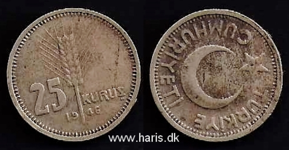 Picture of TURKEY 25 Kurus 1946 KM880 VF