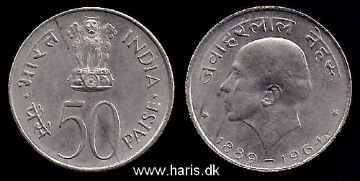 Picture of INDIA 50 Paise 1964 Comm. KM57 XF