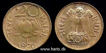 Picture of INDIA 20 Paise 1970 KM41 XF