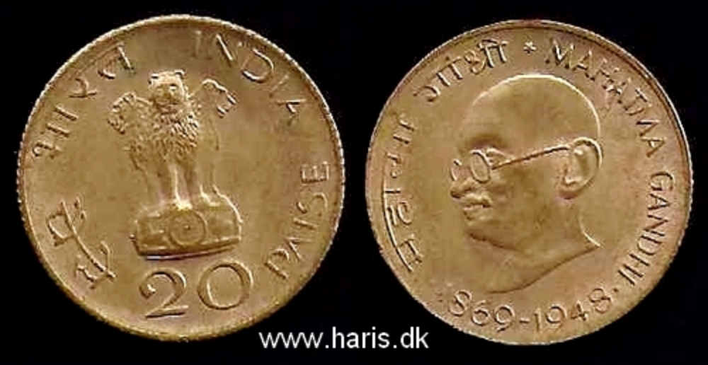 Picture of INDIA 20 Paise 1969 Comm. KM42.1 Calcutta Mint XF