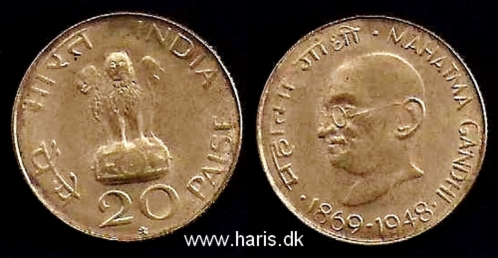 Picture of INDIA 20 Paise 1969 Comm. KM42.1 Hyderabad Mint XF