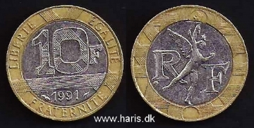 Picture of FRANCE 10 Francs 1991 KM964.1 VF+