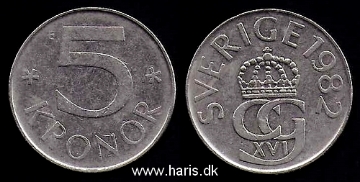 Picture of SWEDEN 5 Kronor 1982 KM853 VF