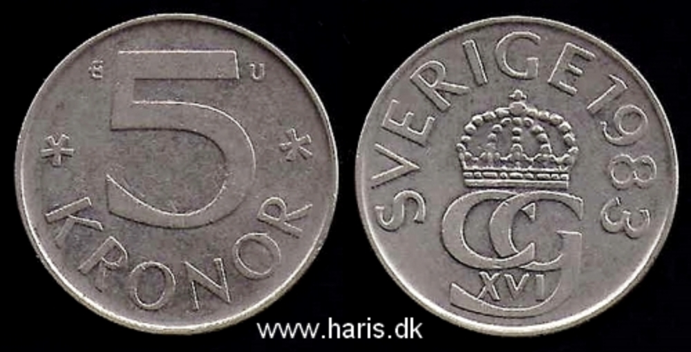 Picture of SWEDEN 5 Kronor 1983 KM853 VF