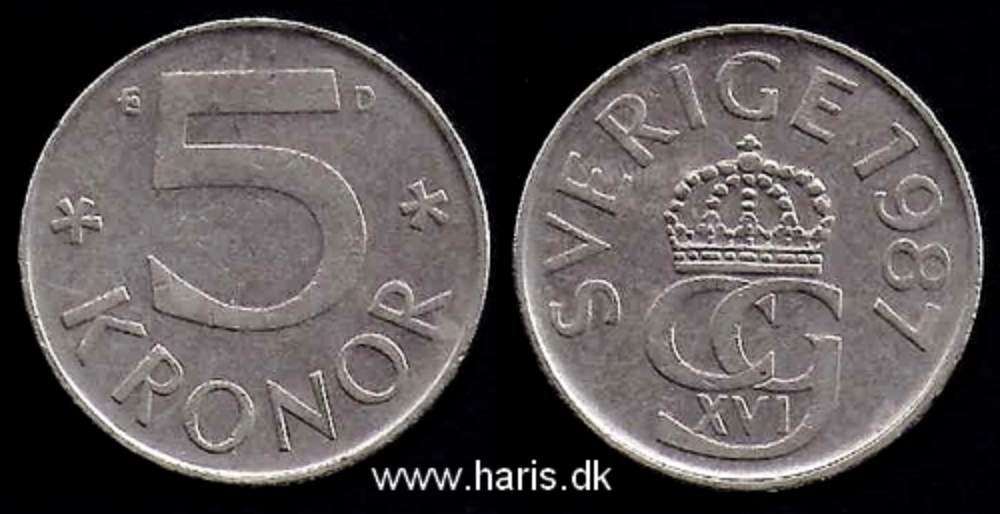 Picture of SWEDEN 5 Kronor 1987 KM853 VF