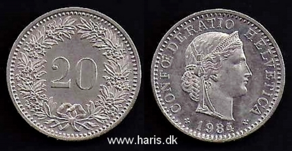 Picture of SWITZERLAND 20 Rappen 1984 KM29a XF