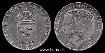 Picture of SWEDEN 1 Krona 1980 KM852 VF+