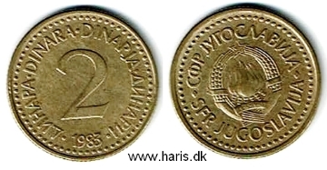 Picture of YUGOSLAVIA 2 Dinara 1983 KM87 VF