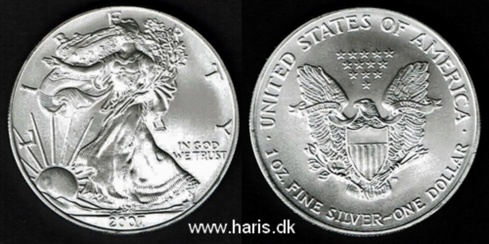 Picture of U.S.A. 1 Dollar 2007 Silver Eagle KM273 UNC