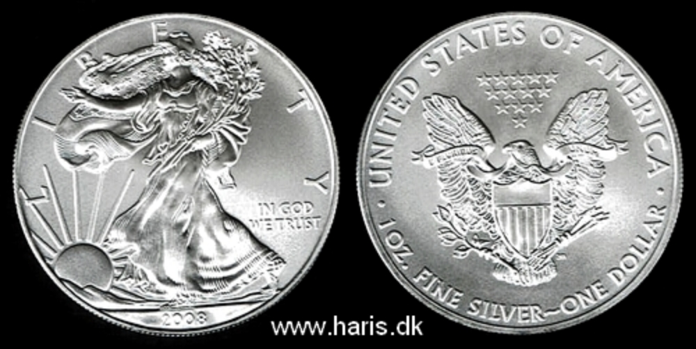 Picture of U.S.A. 1 Dollar 2008 Silver Eagle KM273 UNC