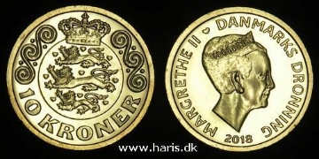 Picture of DENMARK 10 Kroner 2018 KM 954 UNC