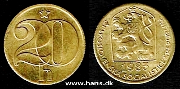 Picture of CZECHOSLOVAKIA 20 Haleru 1985 KM74 XF/aUNC