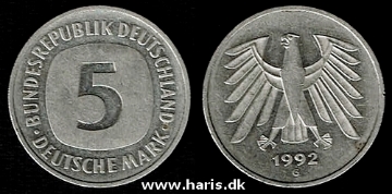 Picture of GERMANY F.R. 5 Mark 1992G KM140.1 VF