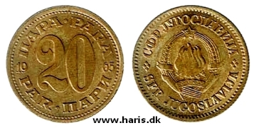 Picture of YUGOSLAVIA 20 Para 1965 KM45 XF