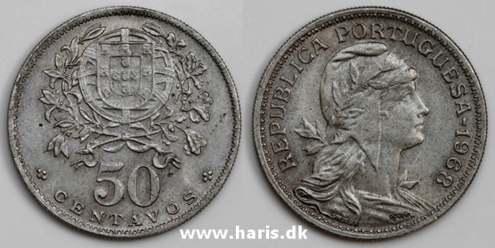 Picture of PORTUGAL 50 Centavos 1968 KM 577 aUNC