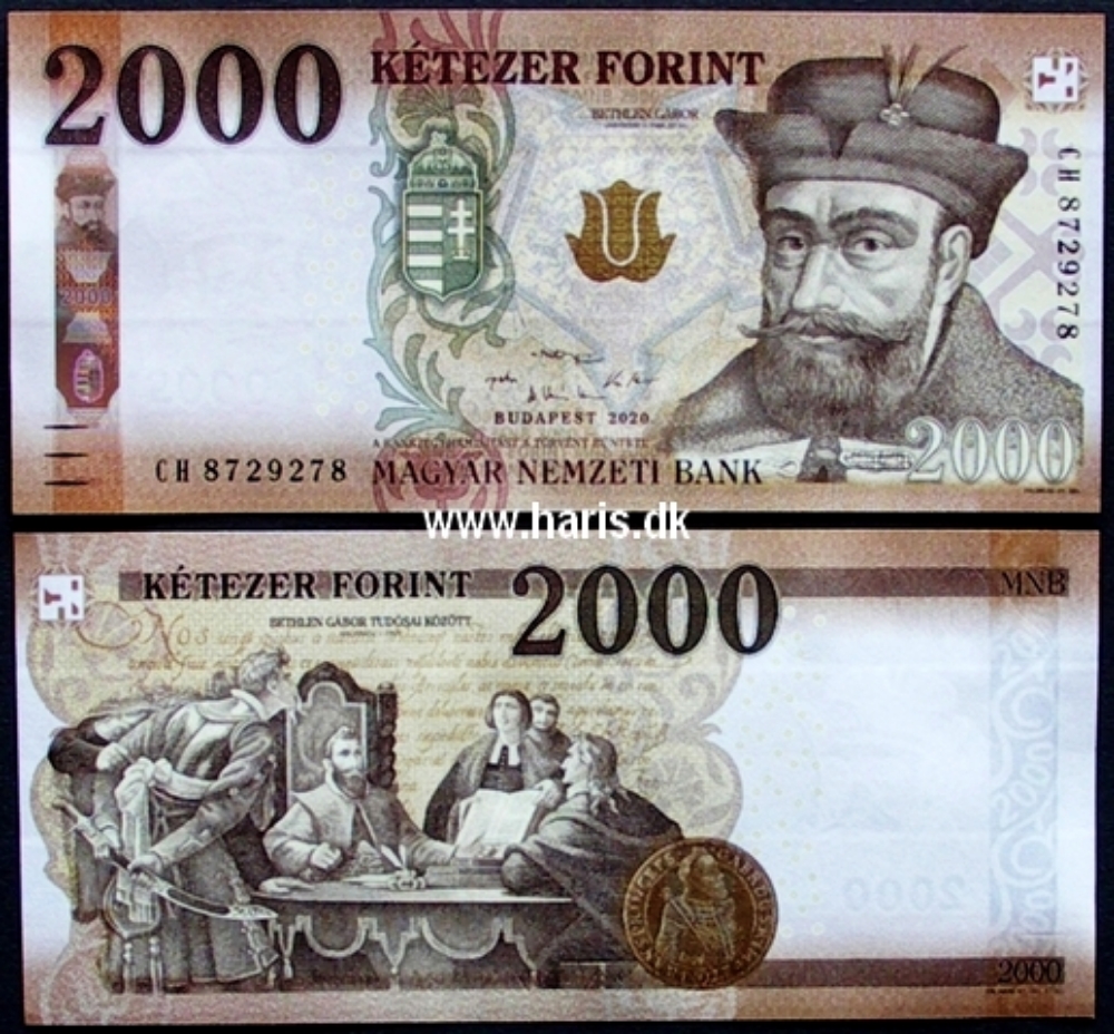 Picture of HUNGARY 2000 Forint 2020 P204b radar serial no. UNC