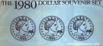 Picture of U.S.A. 1 Dollar 1980, 3 pc Souvenir set (2) KM207 UNC