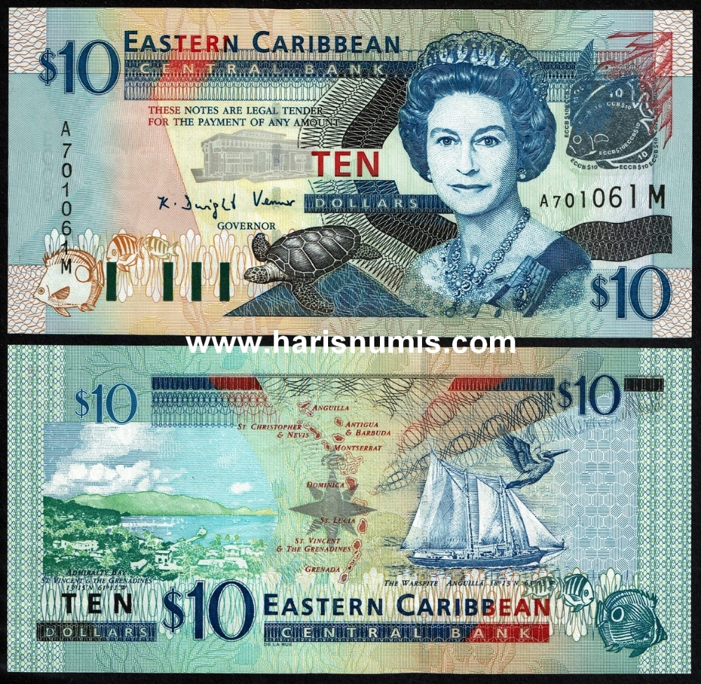 Picture of EAST CARIBBEAN STATES - MONTSERRAT 10 Dollars ND(2003) P 43m UNC