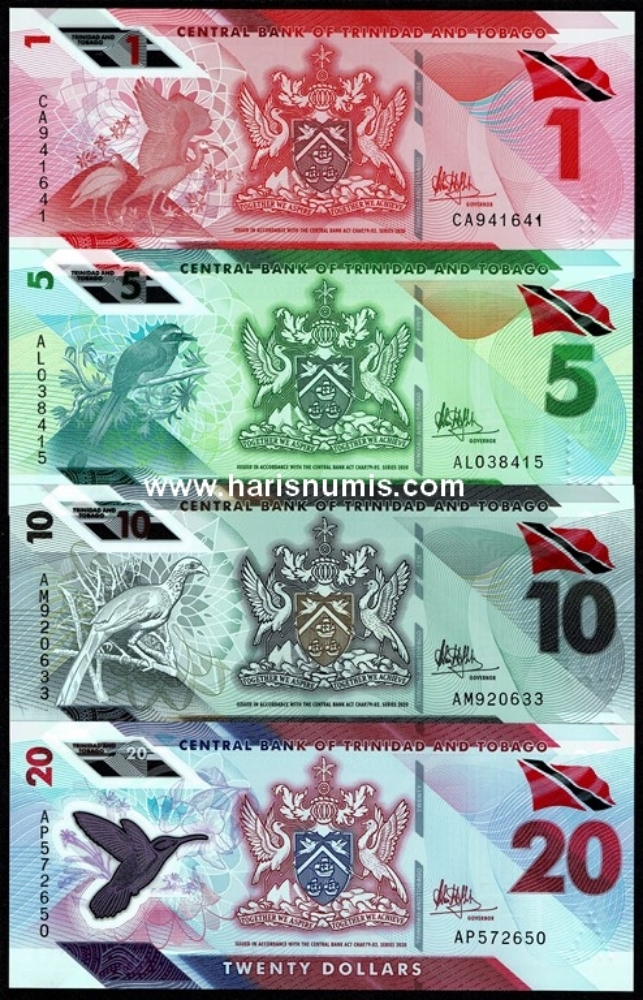 Picture of TRINIDAD & TOBAGO 1-20 Dollars 2020 Polymer set P 60a-63 UNC