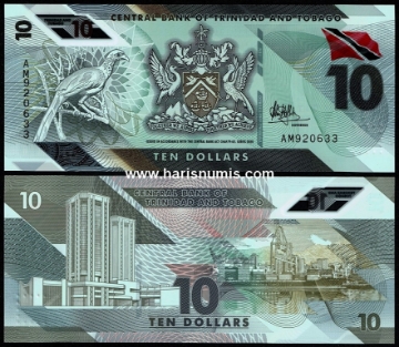 Picture of TRINIDAD & TOBAGO 10 Dollars 2020 P 62 UNC