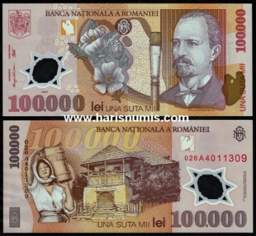 Picture of ROMANIA 100.000 Lei 2001 (02) P 114a.2 UNC