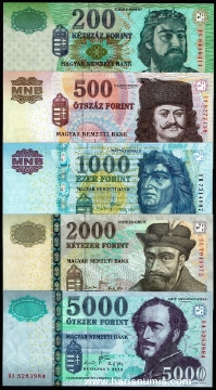 Picture of HUNGARY 200-5000 Forint 2007-10 P 187g-199b UNC