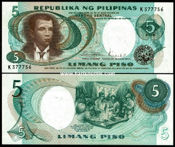 Picture of PHILIPPINES 5 Piso ND(1969) P143b UNC