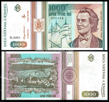 Picture of ROMANIA 1000 Lei 1993 P 102 UNC