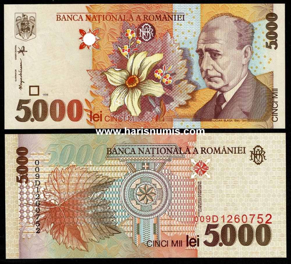 Picture of ROMANIA 5000 Lei 1998 P 107 UNC