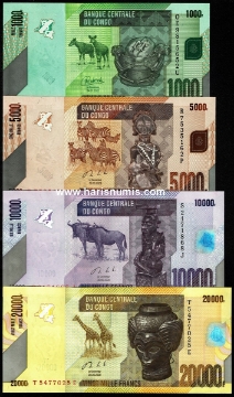 Picture of CONGO D.R. 1000-20.000 Francs 2020-22 P 101d-104c UNC