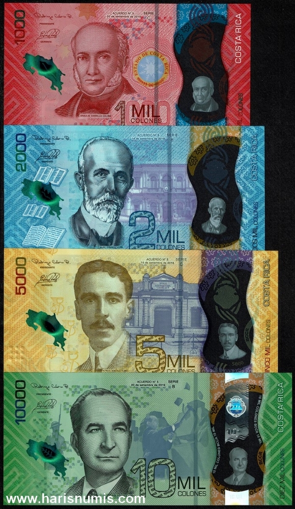 Picture of COSTA RICA 1000-10.000 Colones 2018-19 P 280a-283a UNC