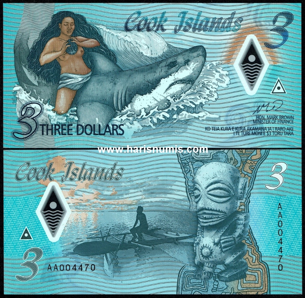 Picture of COOK ISLANDS 3 Dollars ND(2021) P 11a
