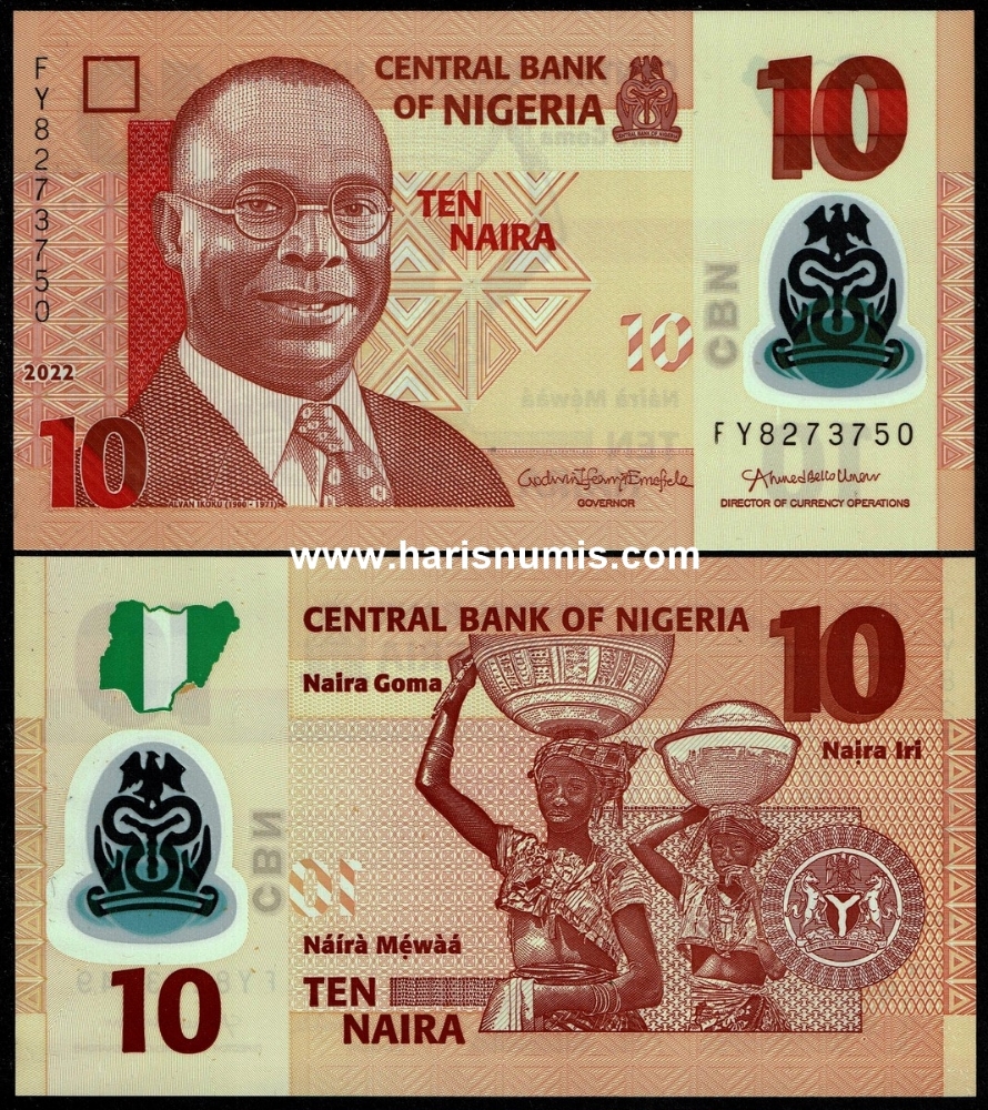 Picture of NIGERIA 10 Naira 2022 P 39m 10 pcs. Bulk Sale UNC