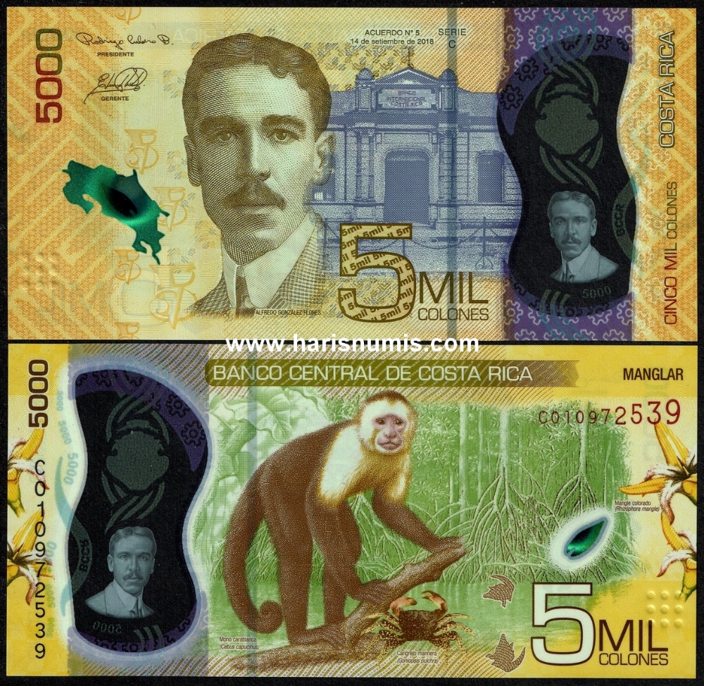 Picture of COSTA RICA 5000 Colones 2018 P 282a UNC