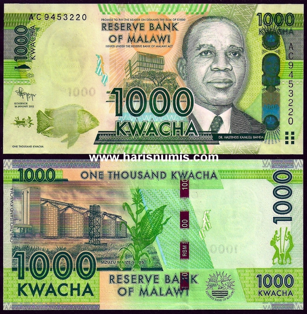 Picture of MALAWI 1000 Kwacha 2012 P 62a UNC