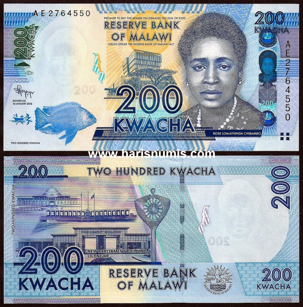 Picture of MALAWI 200 Kwacha 2012 P 60a UNC