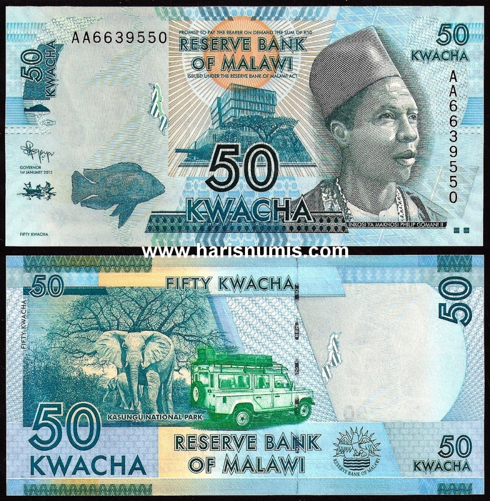 Picture of MALAWI 50 Kwacha 2012 P 58a UNC