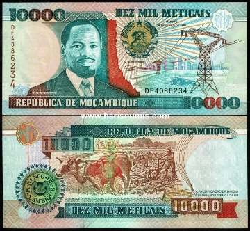 Picture of MOZAMBIQUE 10.000 Meticais 1991 P 137 UNC
