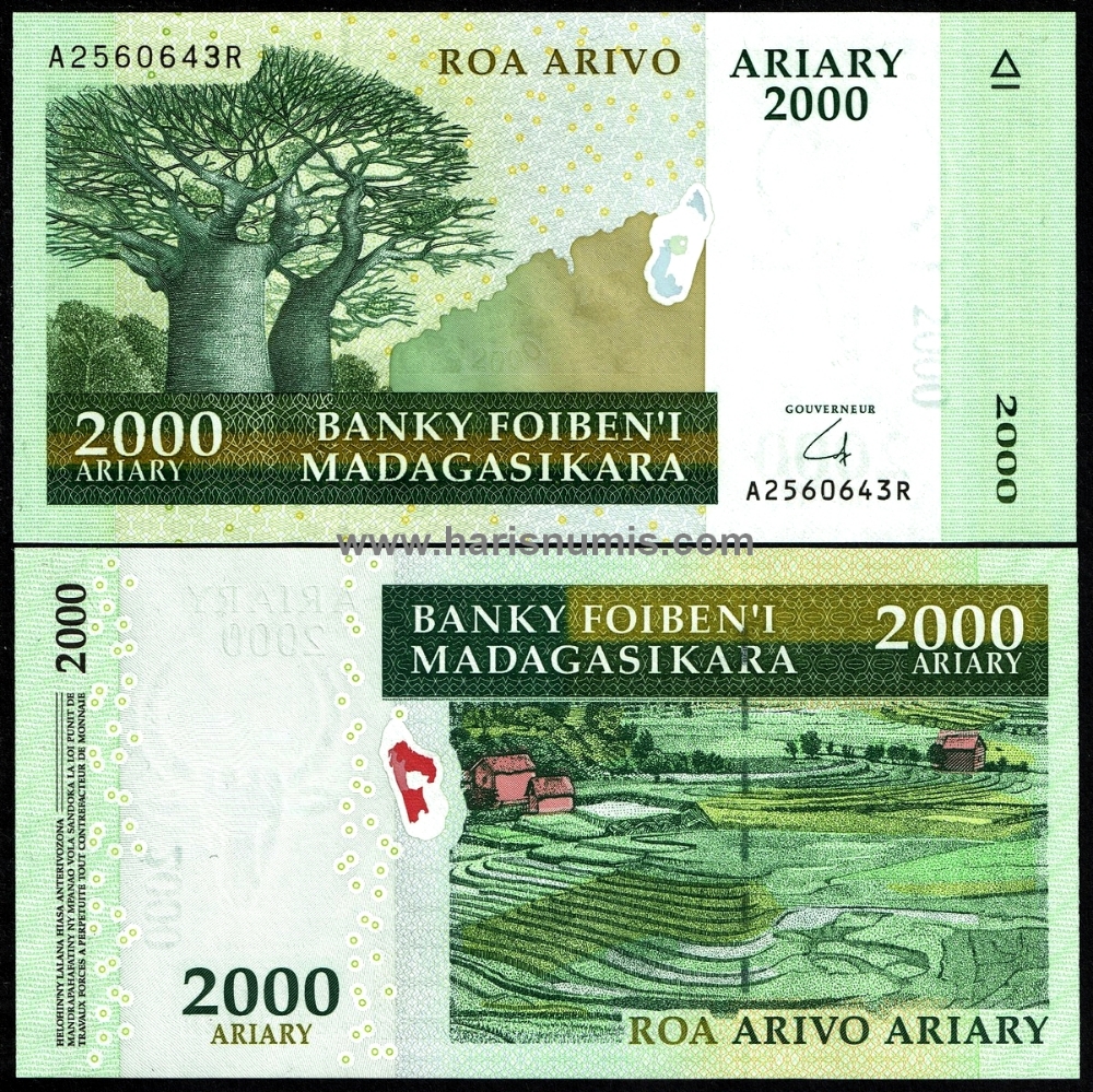 Picture of MADAGASCAR 2000 Ariary ND(2008) P 90b UNC