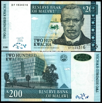 Picture of MALAWI 200 Kwacha 2004 P55a UNC