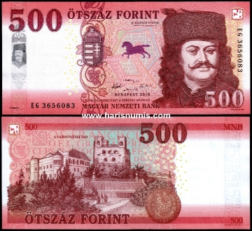 Picture of HUNGARY 500 Forint 2018 P 202a UNC