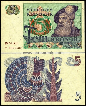 Picture of SWEDEN 5 Kronor 1976 P51c UNC