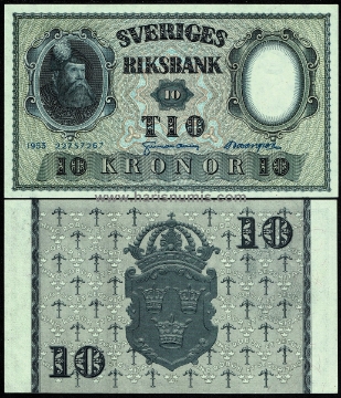 Picture of SWEDEN 10 Kronor 1953 P43a UNC